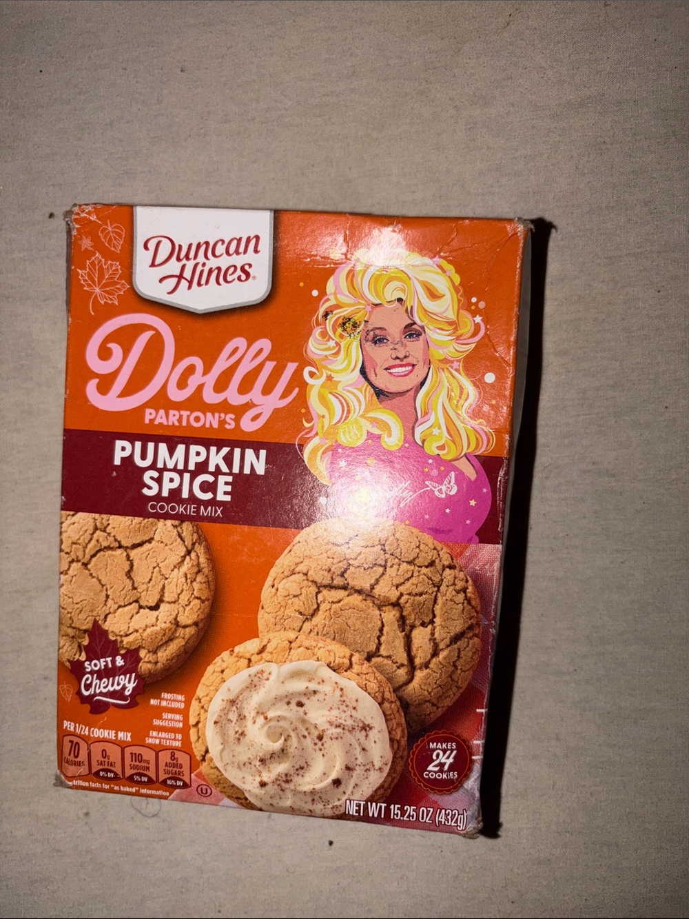 Vintage Collectible Dolly Parton Pumpkin Spice Cookie Mix - Orange & Pink